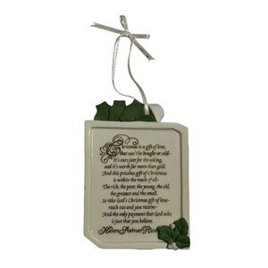 Vintage 2002 Helen Steiner Rice Christmas Is A Gift Ceramic Christmas Ornament